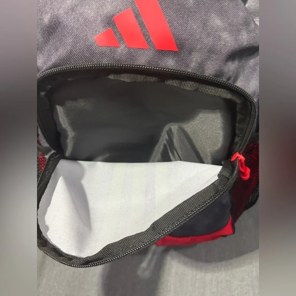 Adidas Men's Black and Red Striped Backpack